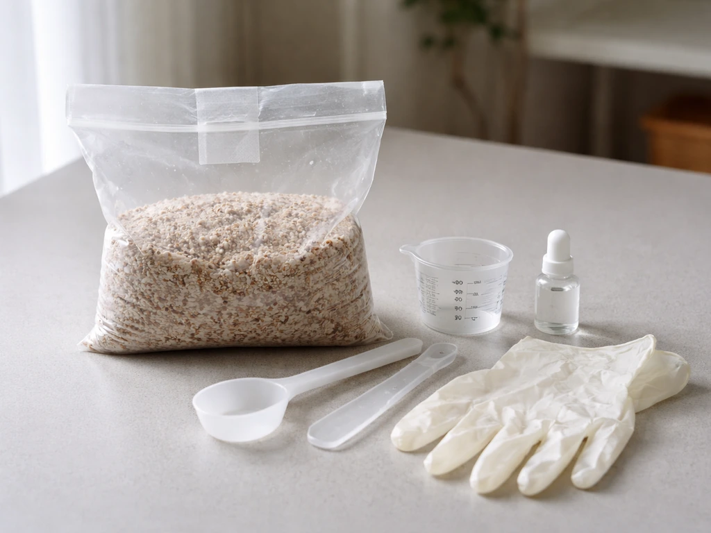 Grow creature kit components laid out on a clean tabletop with a sealed bag and simple tools.